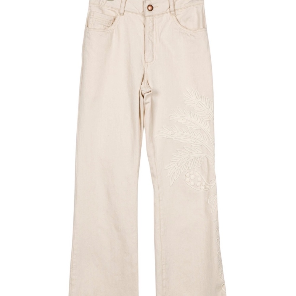 Johanna Ortiz Embroidered High Waisted Jeans